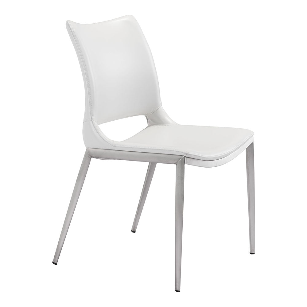 ACE DINING CHAIR WHITE & SILVER