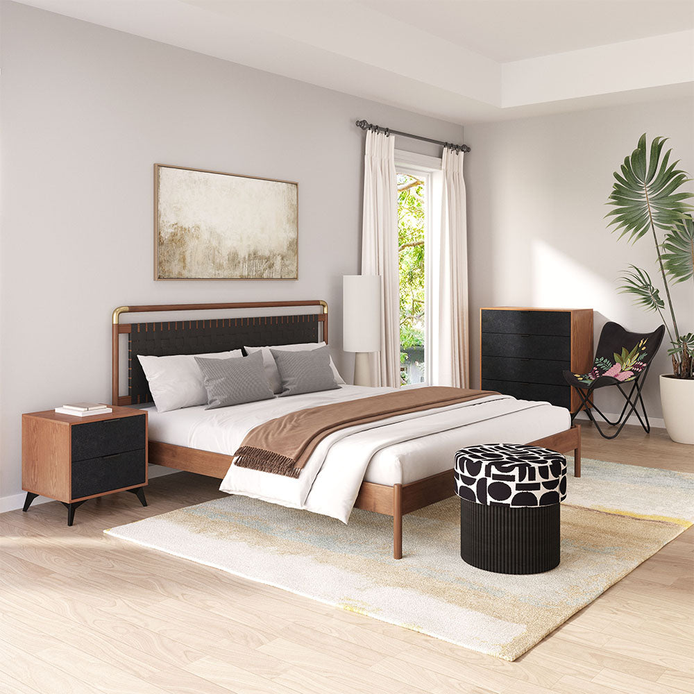 ZARIF NIGHTSTAND BLACK & WALNUT
