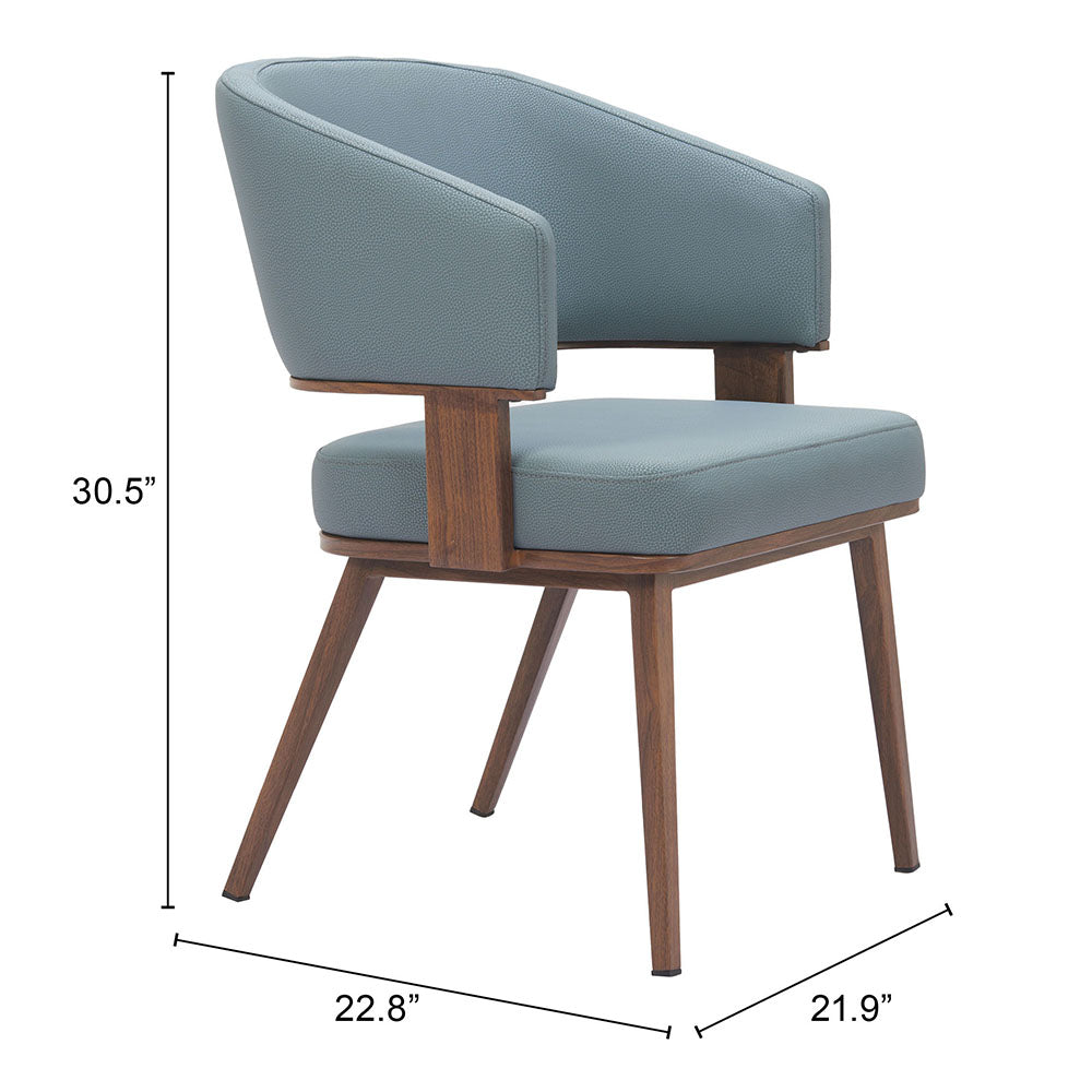 POISE DINING CHAIR AZURE GRAY & WALNUT