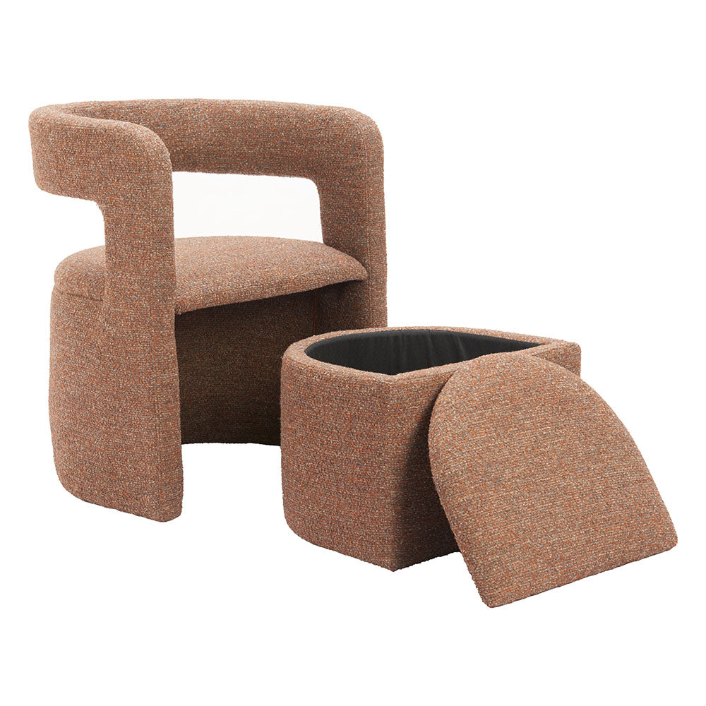 ATRIA ACCENT CHAIR & OTTOMAN TAWNY BROWN