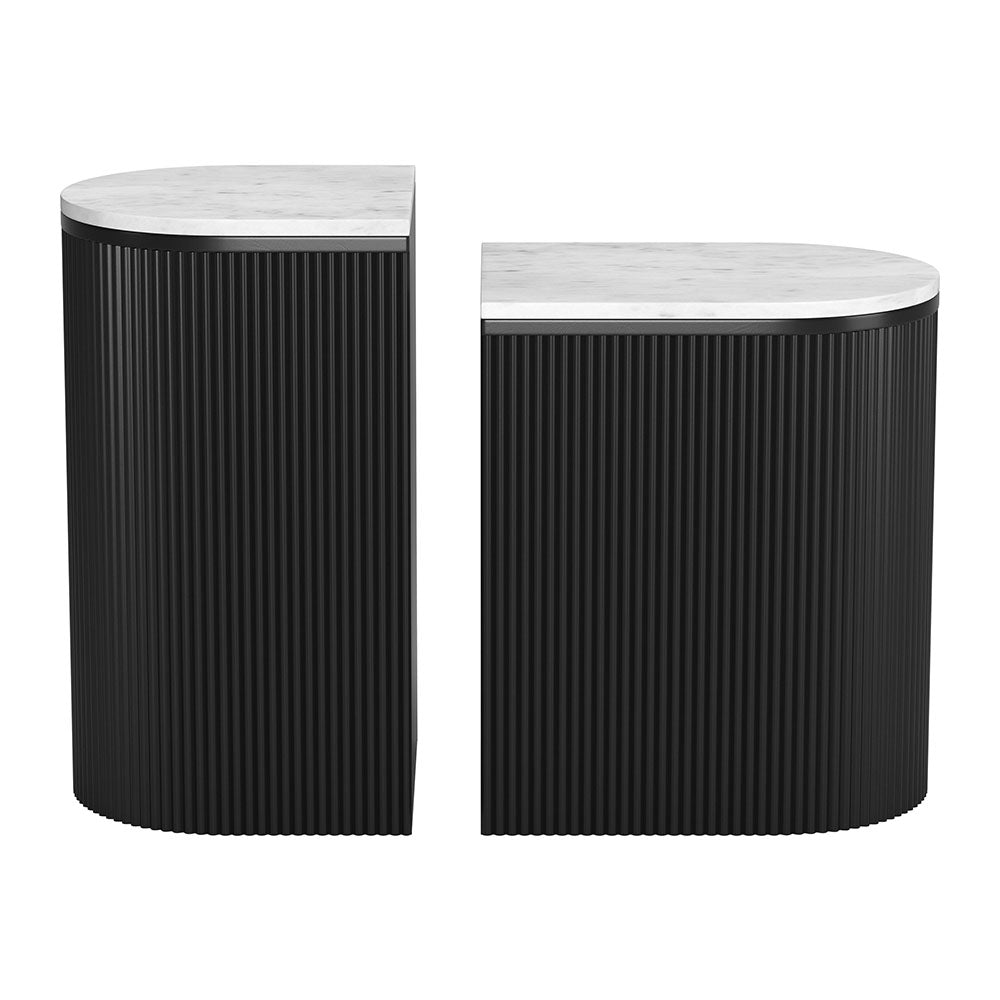 ORMARA SIDE TABLE SET WHITE & BLACK