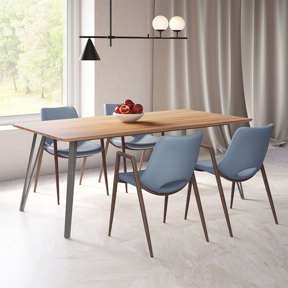 DESI DINING CHAIR AZURE GRAY & WALNUT
