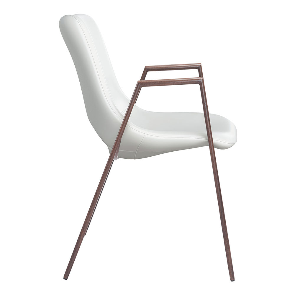 DESI DINING CHAIR WHITE & WALNUT
