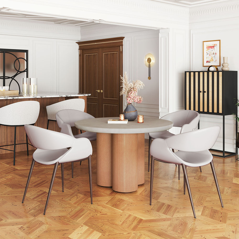 LIMAY DINING CHAIR BEIGE & WALNUT