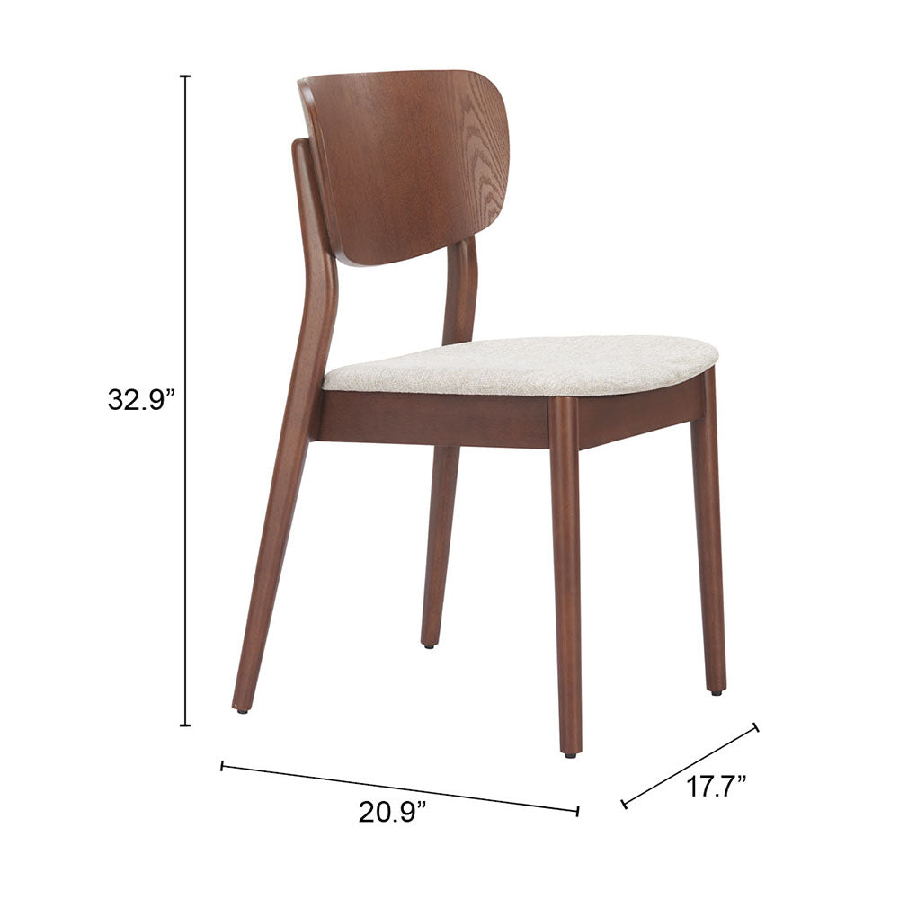 KELLUA DINING CHAIR WALNUT & BEIGE