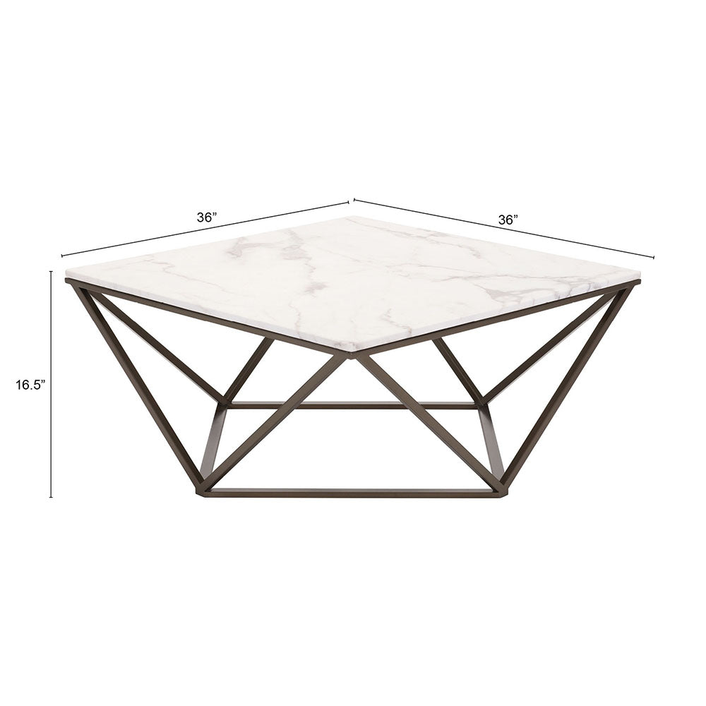 TINTERN COFFEE TABLE WHITE & ANTIQUE BRONZE