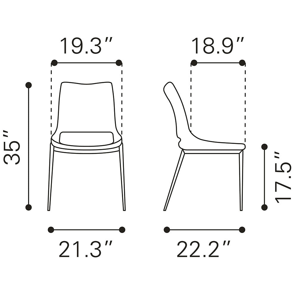 ACE DINING CHAIR WHITE & SILVER