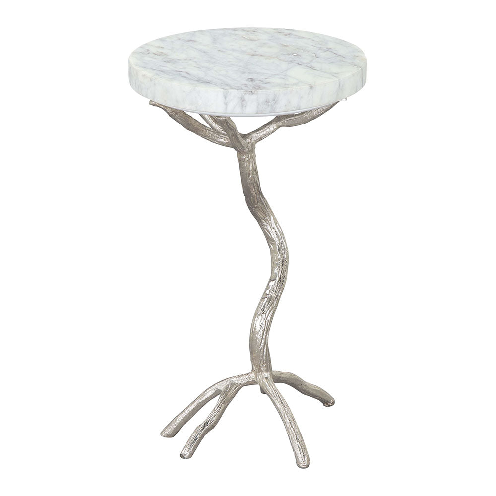JOEL SIDE TABLE WHITE & SILVER