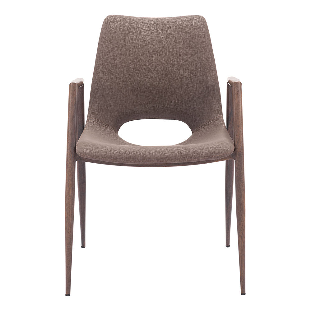 DESI DINING CHAIR BROWN & WALNUT