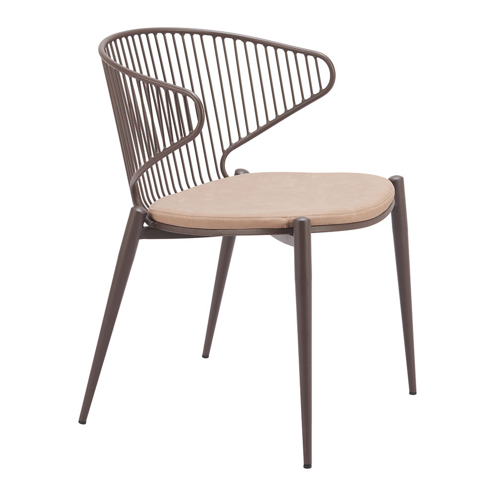 SILUES DINING CHAIR TAUPE & BROWN