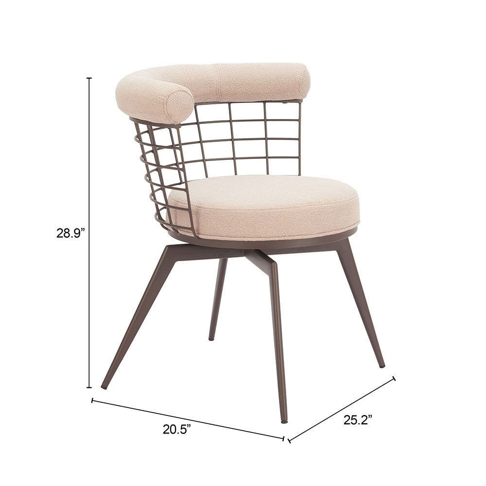 SAKU SWIVEL DINING CHAIR BEIGE & BROWN
