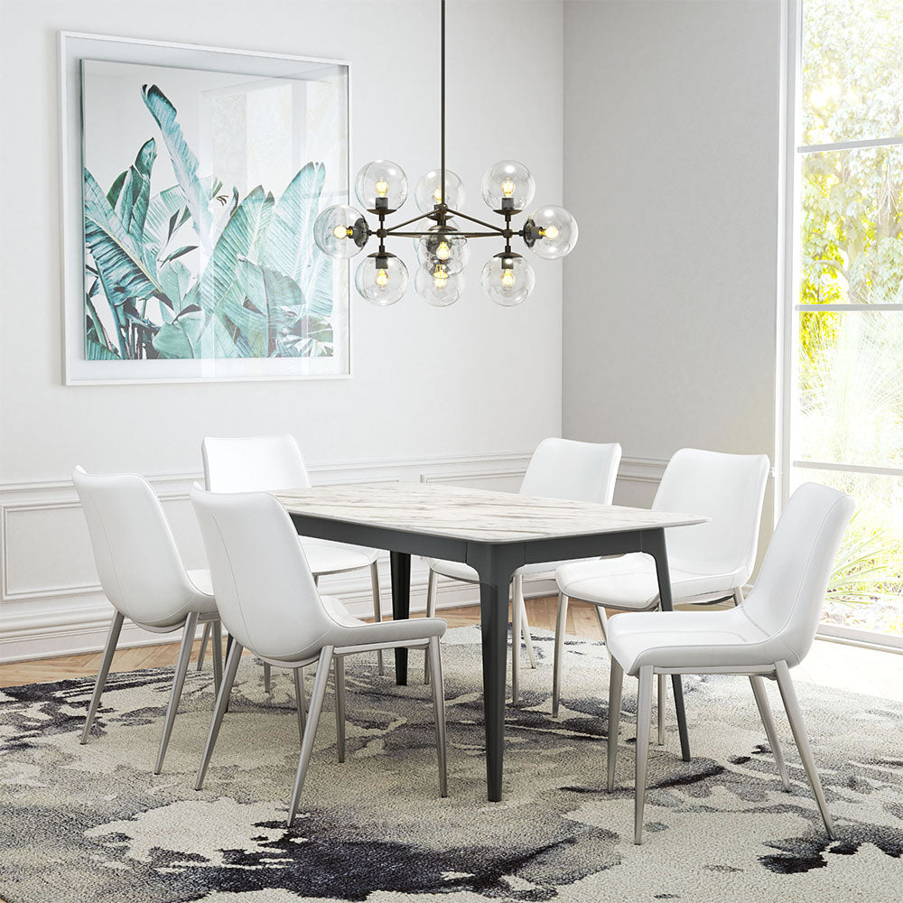 MAGNUS DINING CHAIR WHITE & SILVER