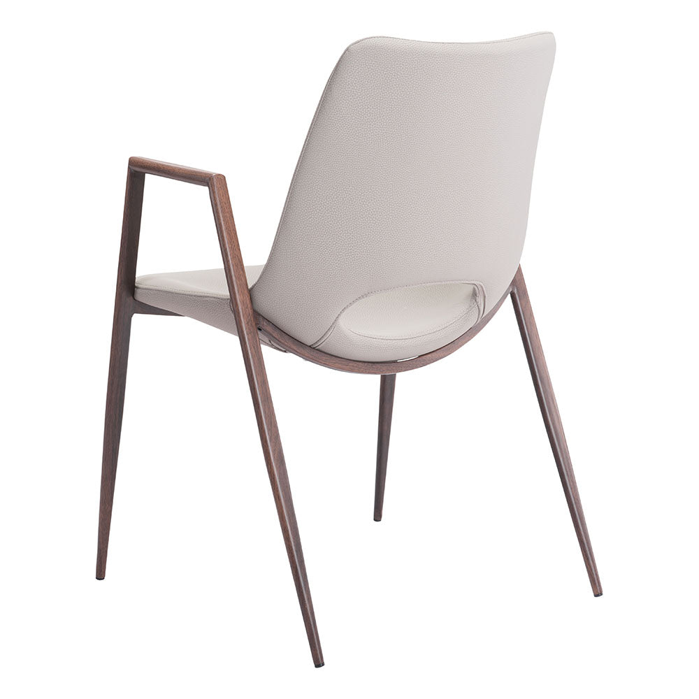 DESI DINING CHAIR BEIGE & WALNUT