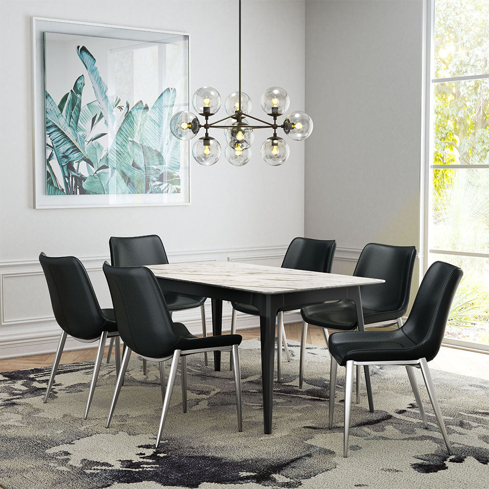 MAGNUS DINING CHAIR BLACK & SILVER