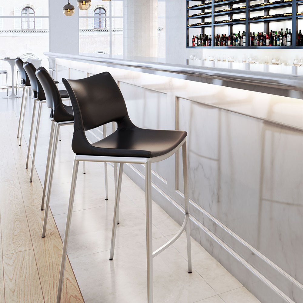 ACE BARSTOOL BLACK & SILVER