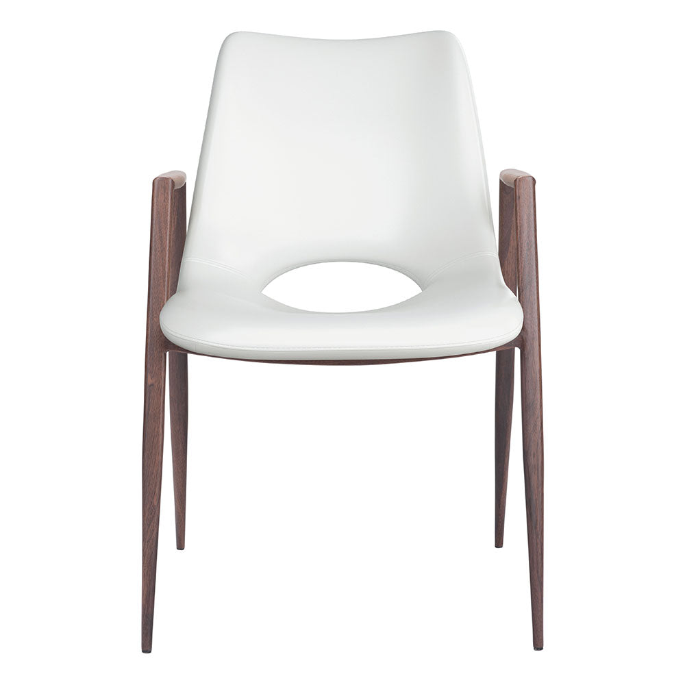 DESI DINING CHAIR WHITE & WALNUT