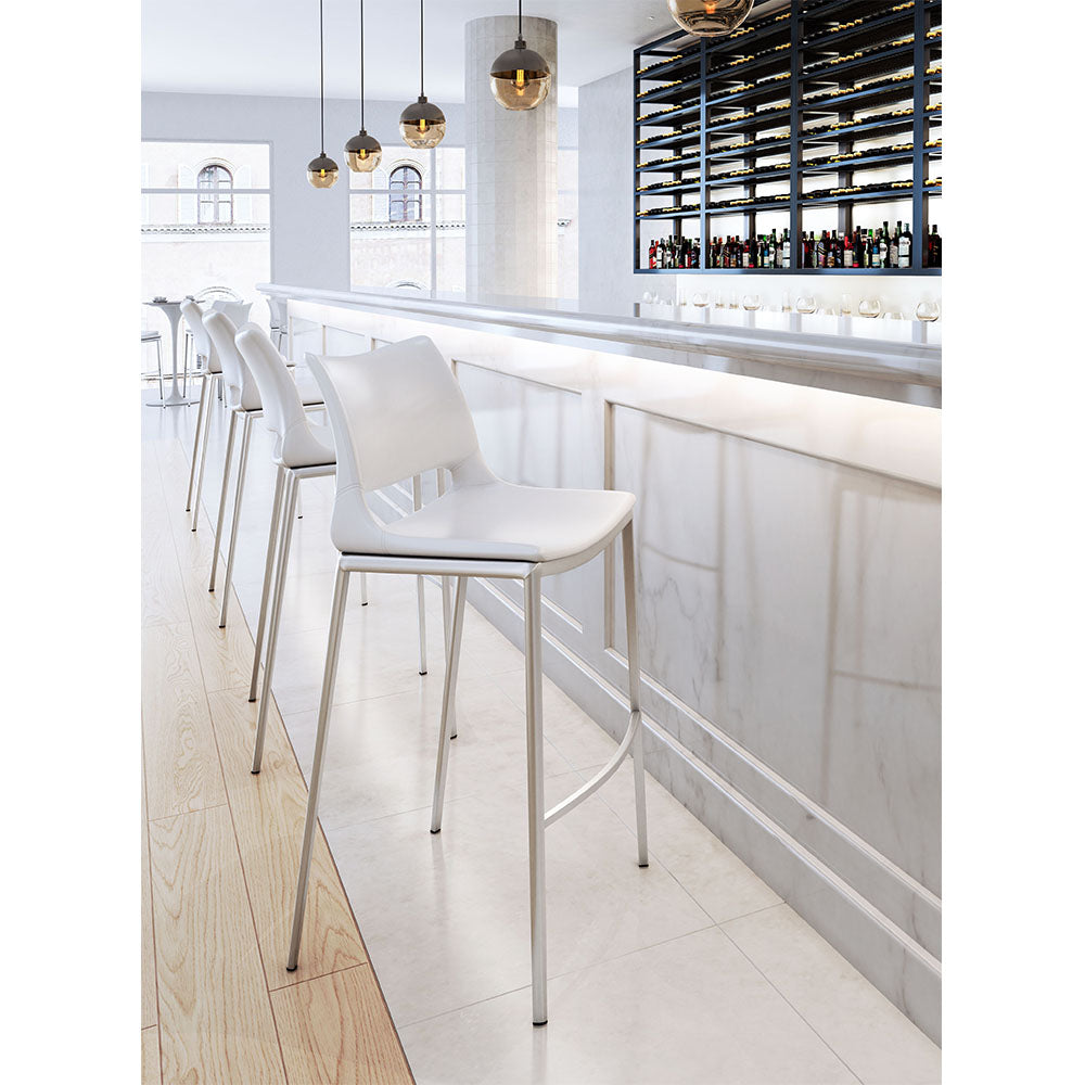 ACE BARSTOOL WHITE & SILVER