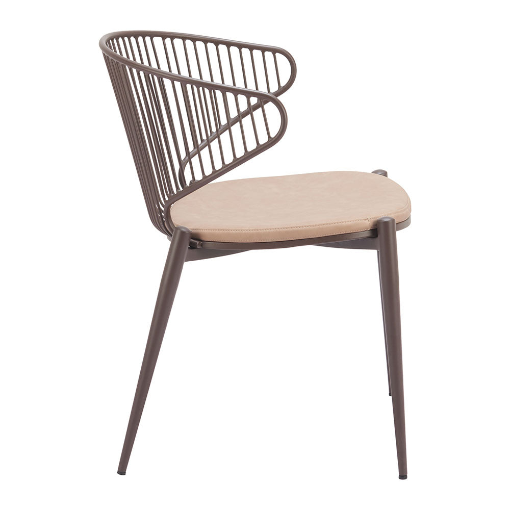SILUES DINING CHAIR TAUPE & BROWN