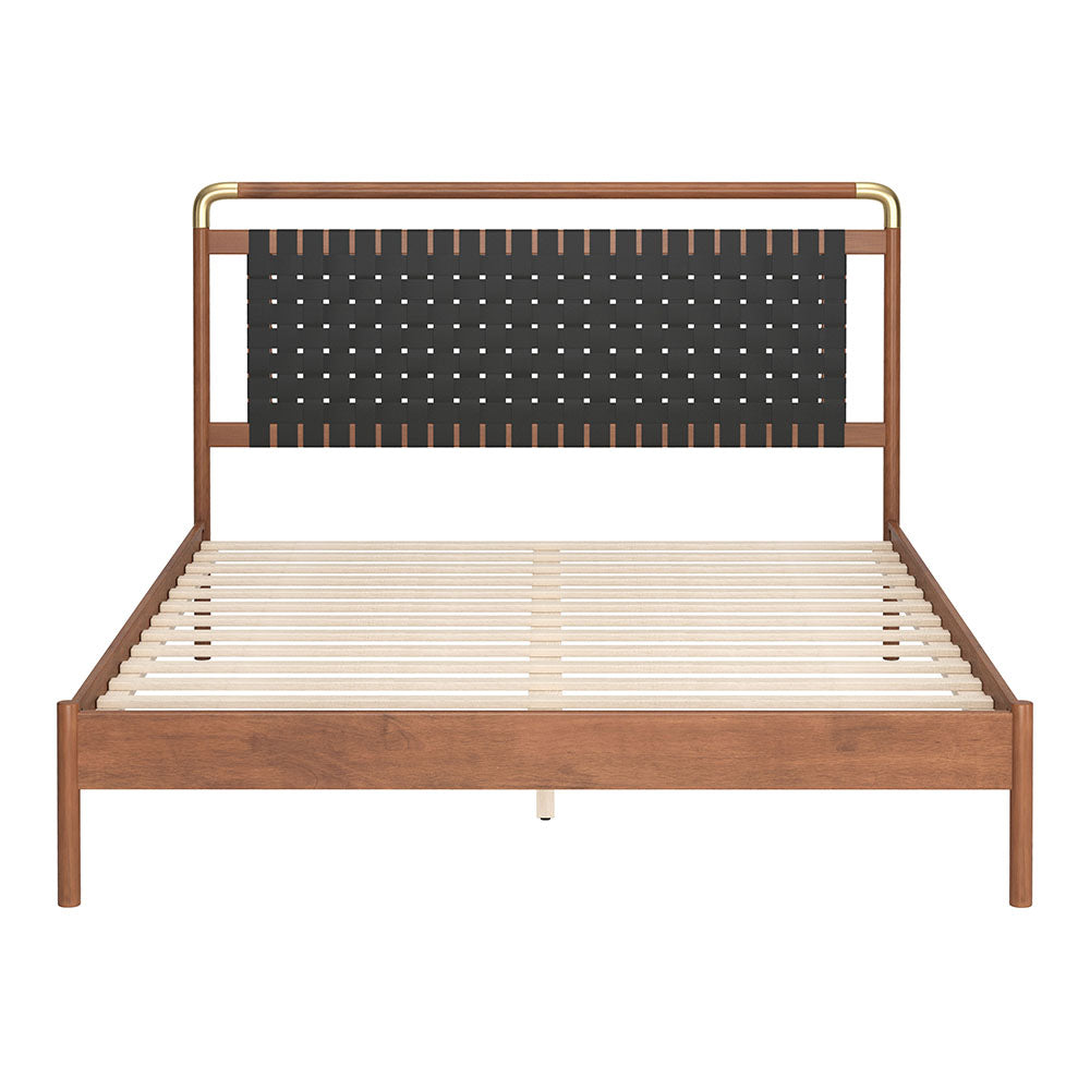 NETZ QUEEN BED BLACK & WALNUT