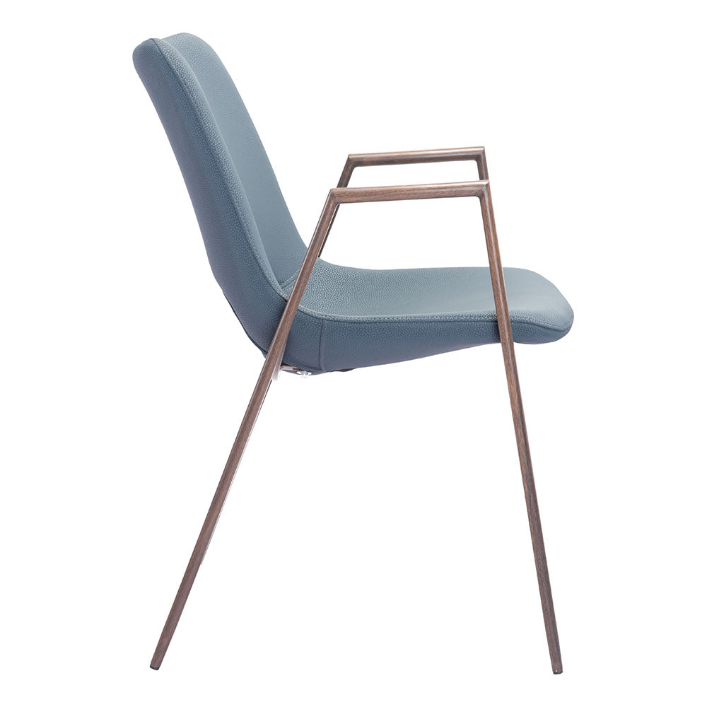 DESI DINING CHAIR AZURE GRAY & WALNUT