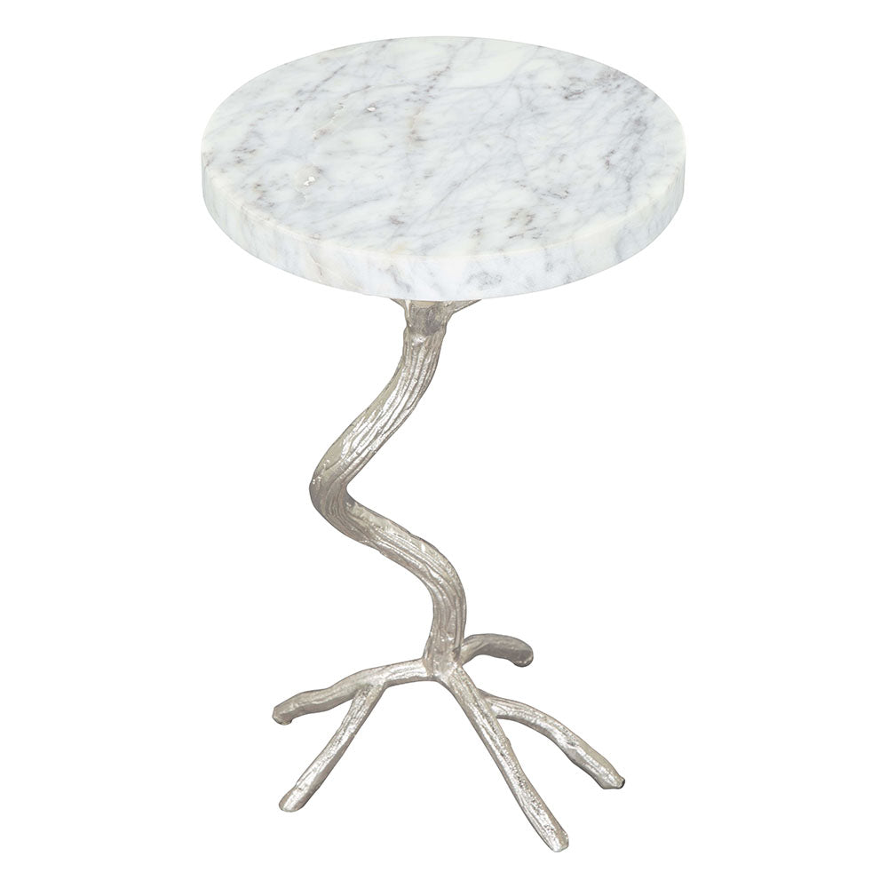JOEL SIDE TABLE WHITE & SILVER