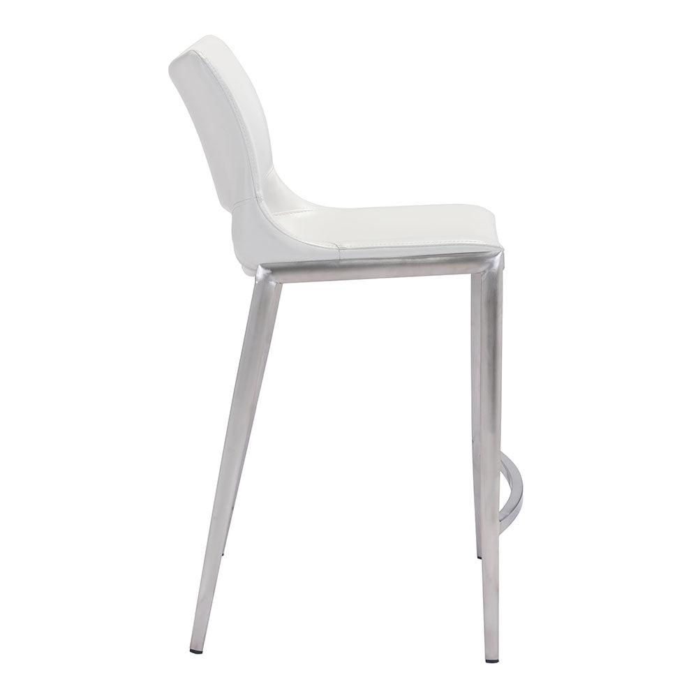 ACE COUNTER STOOL WHITE & SILVER