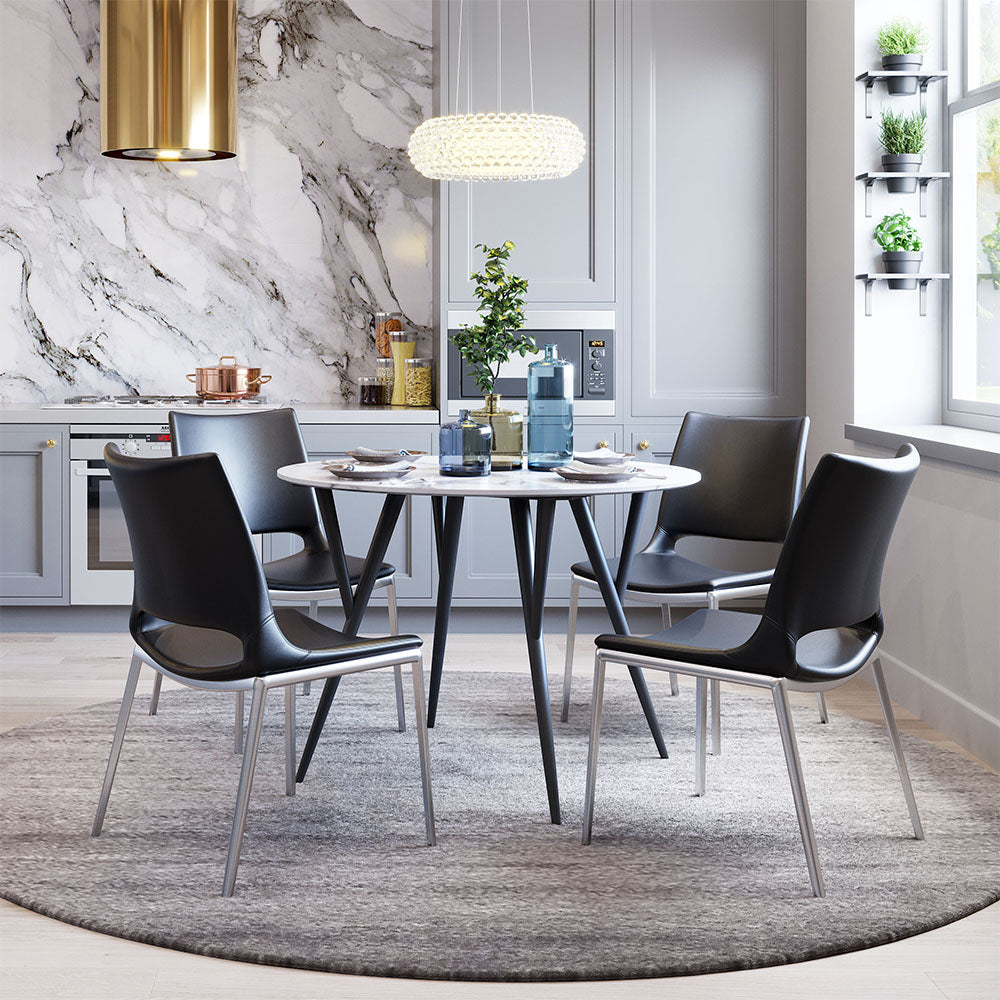 ACE DINING CHAIR BLACK & SILVER