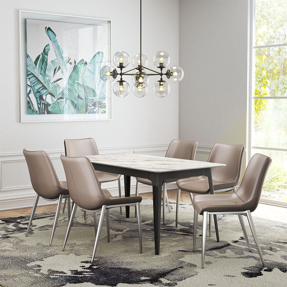 MAGNUS DINING CHAIR BROWN & SILVER