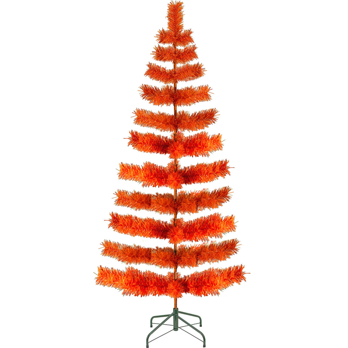 MATTE ORANGE TINSEL CHRISTMAS TREE