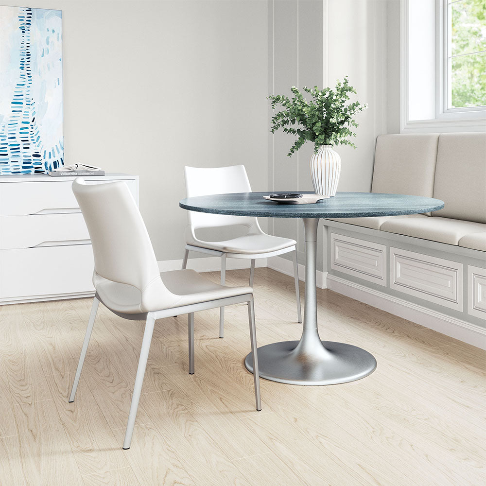 ACE DINING CHAIR WHITE & SILVER
