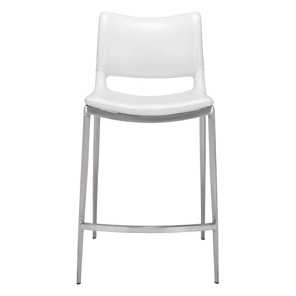 ACE COUNTER STOOL WHITE & SILVER