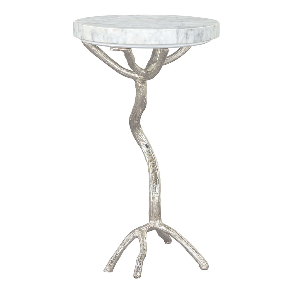 JOEL SIDE TABLE WHITE & SILVER