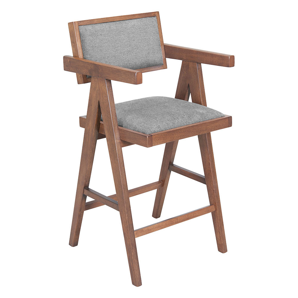 DELHI COUNTER STOOL GRAY & WALNUT