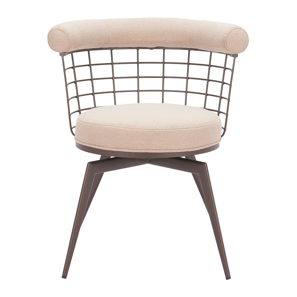 SAKU SWIVEL DINING CHAIR BEIGE & BROWN