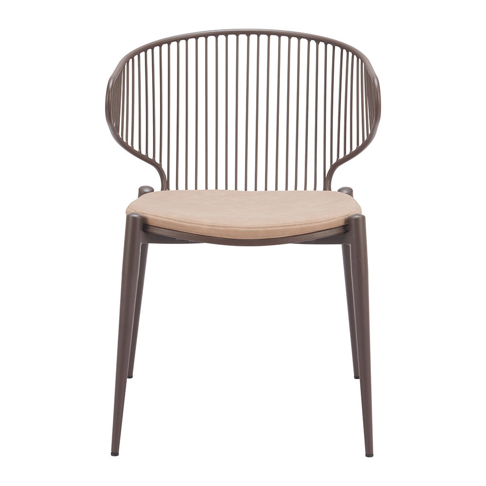 SILUES DINING CHAIR TAUPE & BROWN