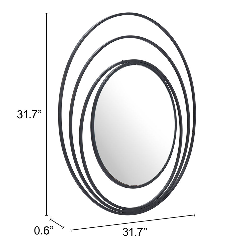 LUNA ROUND MIRROR BLACK