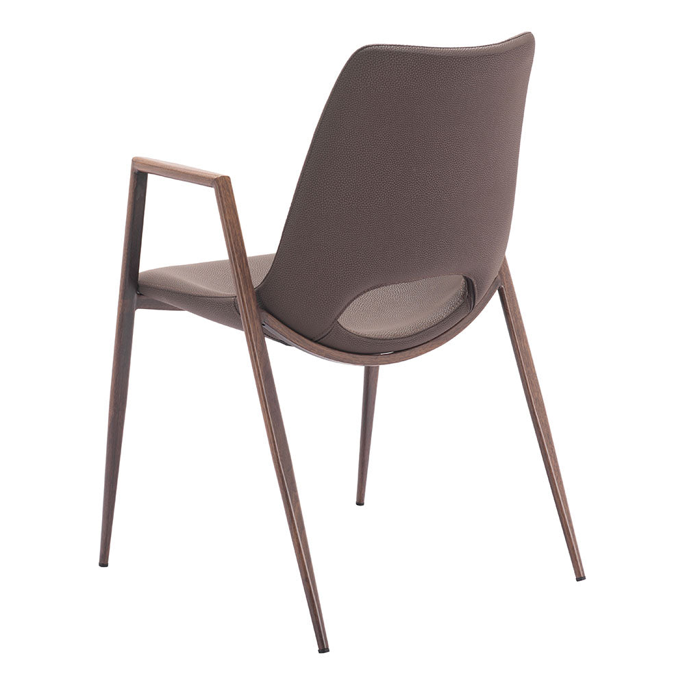DESI DINING CHAIR BROWN & WALNUT