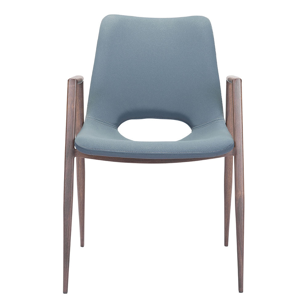 DESI DINING CHAIR AZURE GRAY & WALNUT