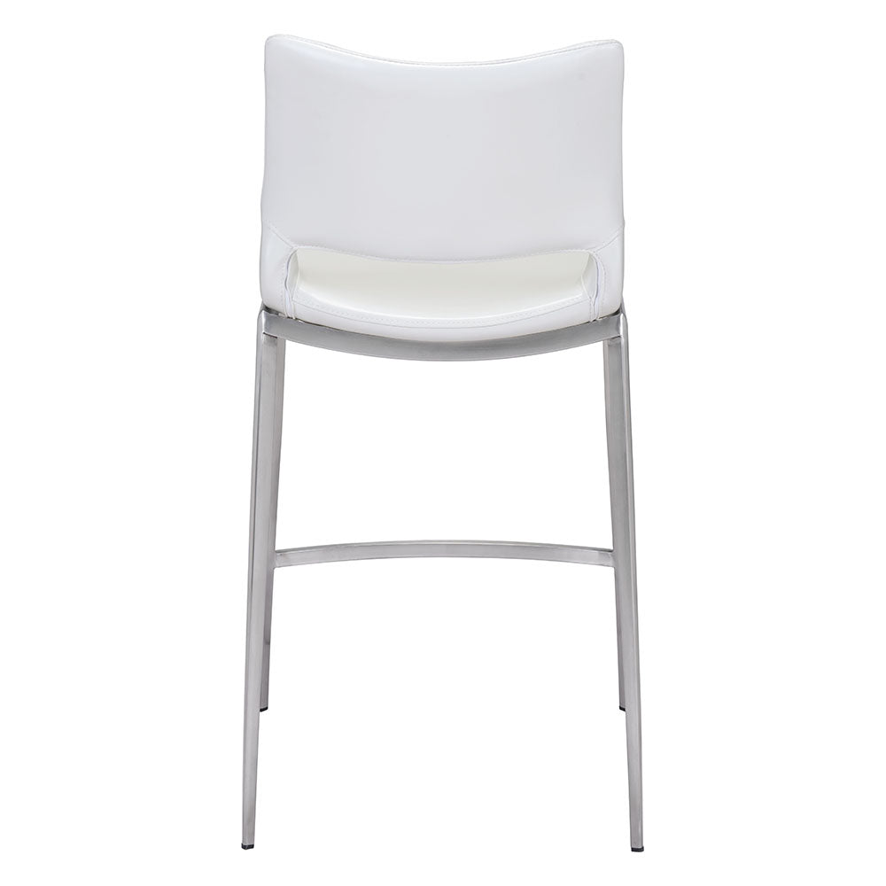 ACE COUNTER STOOL WHITE & SILVER