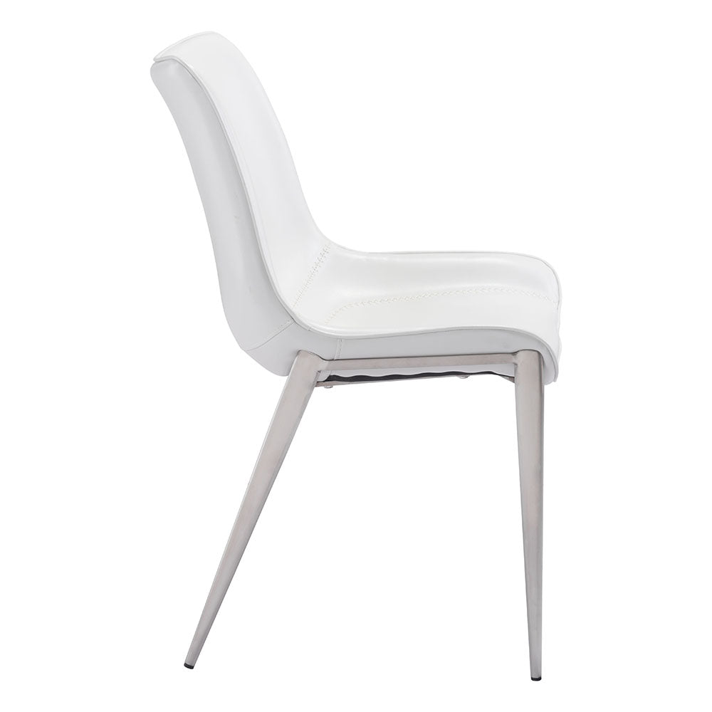 MAGNUS DINING CHAIR WHITE & SILVER