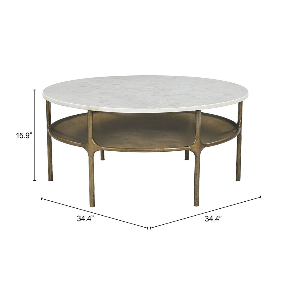 BILD COFFEE TABLE WHITE & BRASS