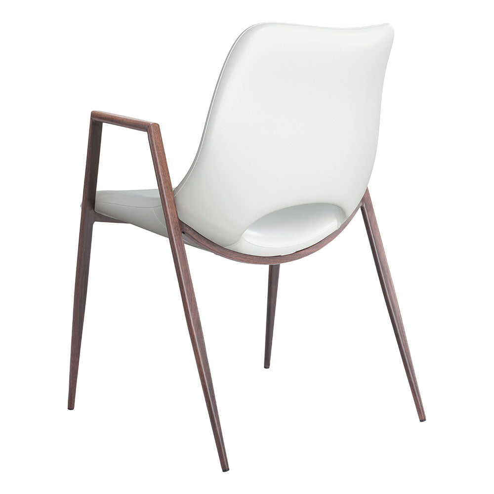 DESI DINING CHAIR WHITE & WALNUT