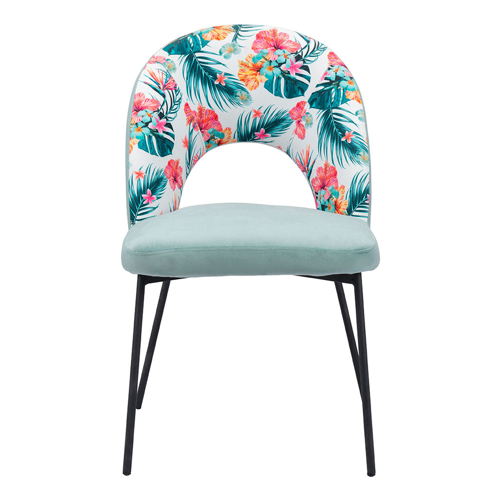 BETHPAGE DINING CHAIR MULTICOLOR PRINT & GREEN