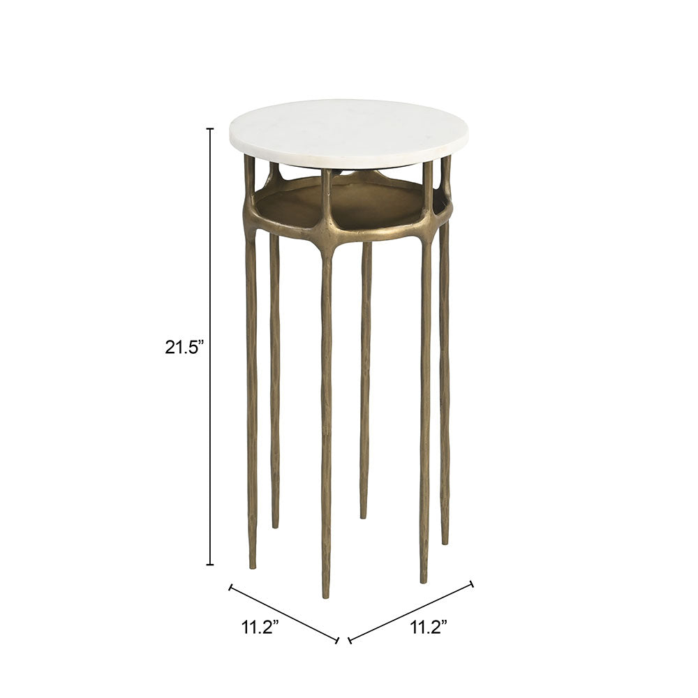 BILD SIDE TABLE WHITE & BRASS