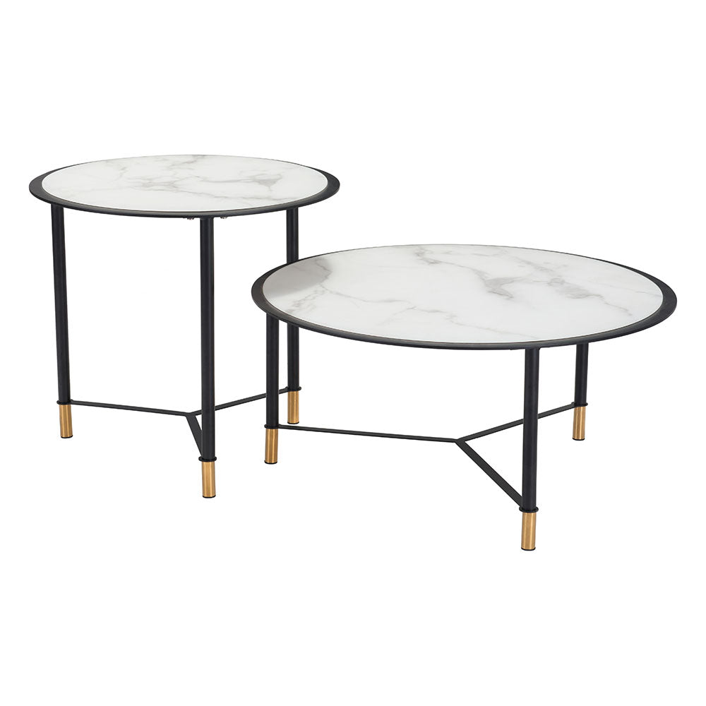 DAVIS COFFEE TABLE SET WHITE & BLACK