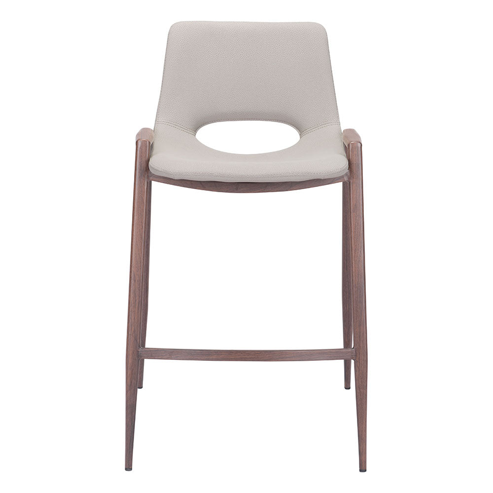 DESI COUNTER STOOL BEIGE & WALNUT