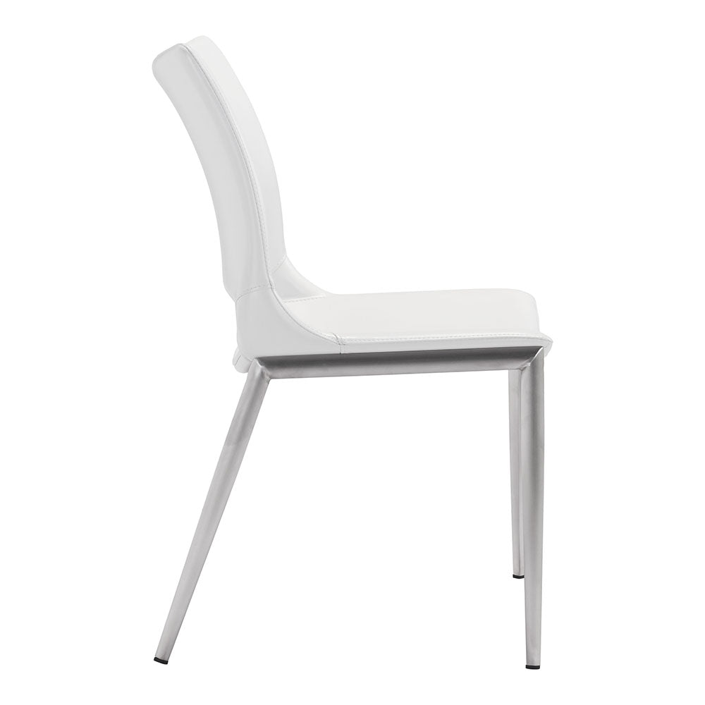 ACE DINING CHAIR WHITE & SILVER