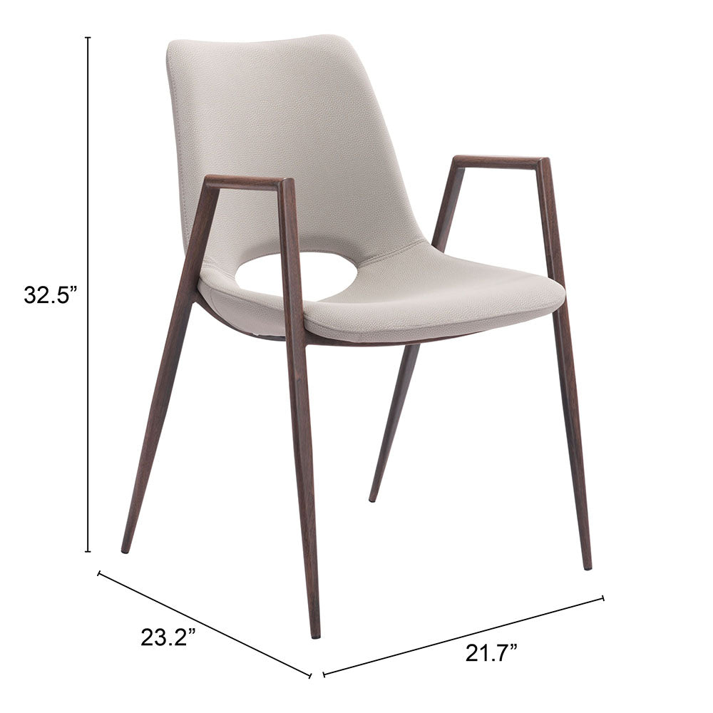 DESI DINING CHAIR BEIGE & WALNUT