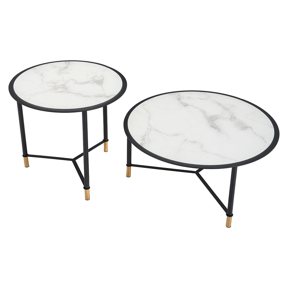 DAVIS COFFEE TABLE SET WHITE & BLACK