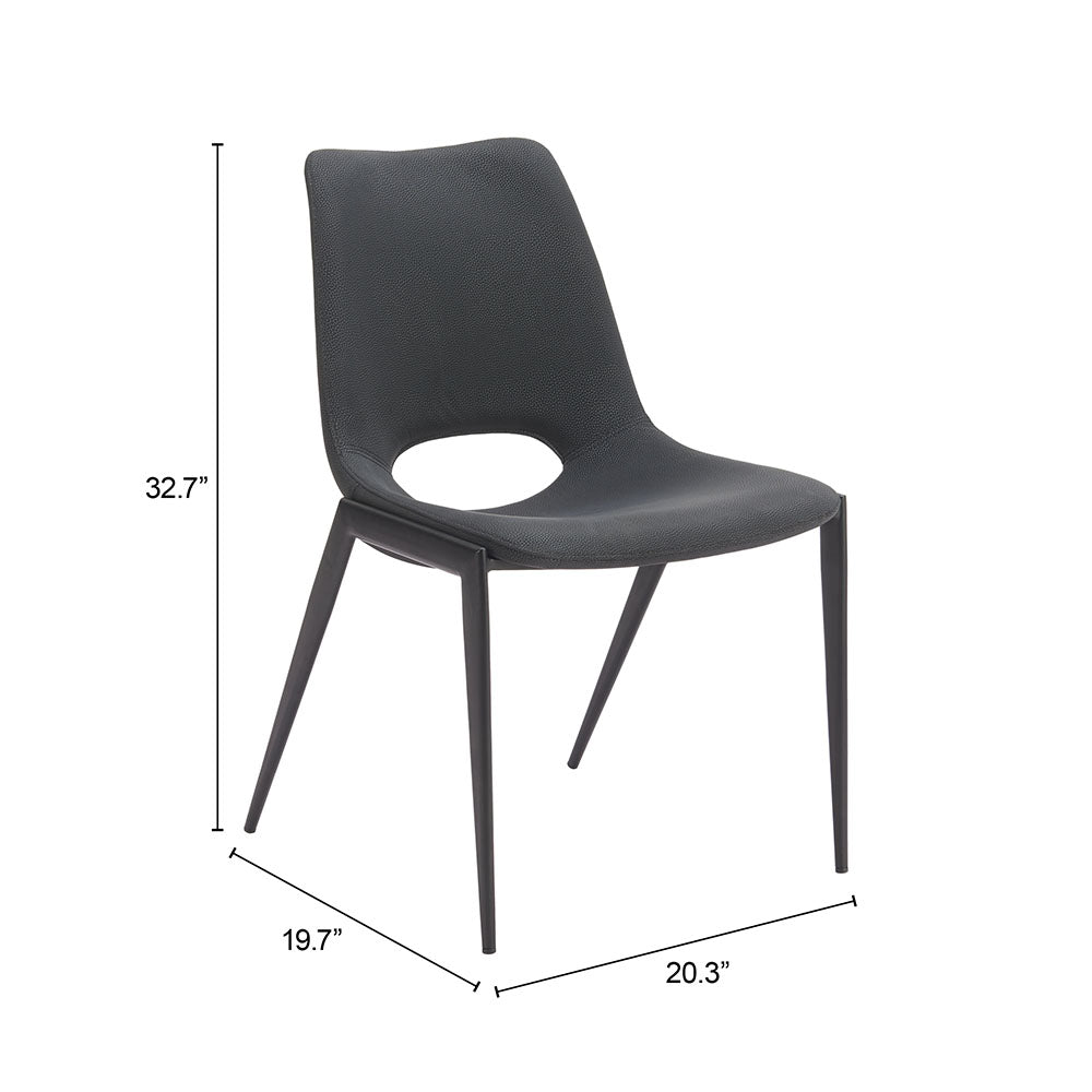 DESI ARMLESS DINING CHAIR BLACK
